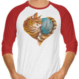 Knitting Kitten Love - 3/4 Sleeve Raglan T-Shirt