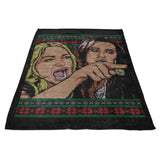 Ladies Yelling Sweater - Fleece Blanket