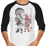 Majora's Sumi-e - 3/4 Sleeve Raglan T-Shirt