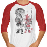 Majora's Sumi-e - 3/4 Sleeve Raglan T-Shirt