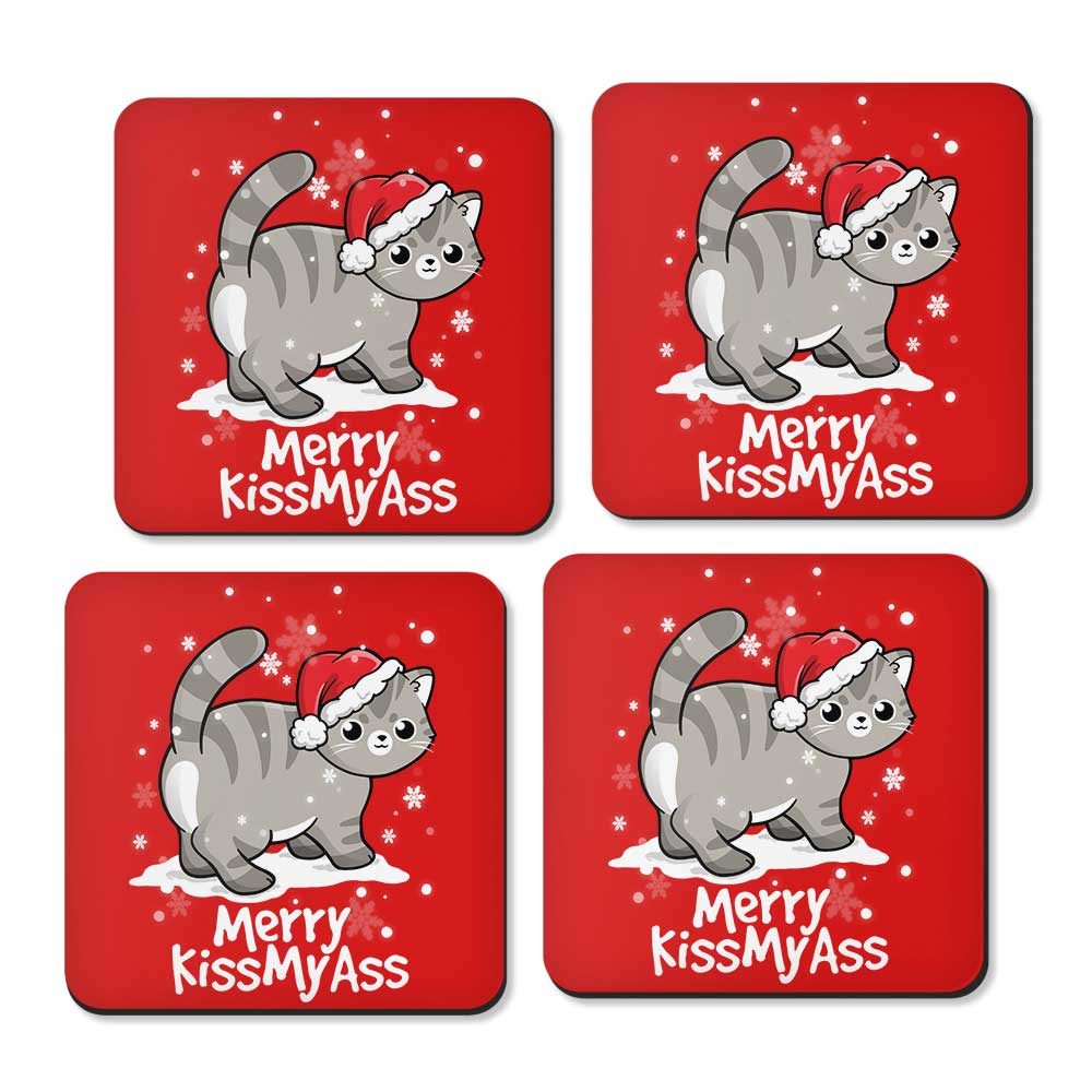 Merry Kiss My Cat - Coasters