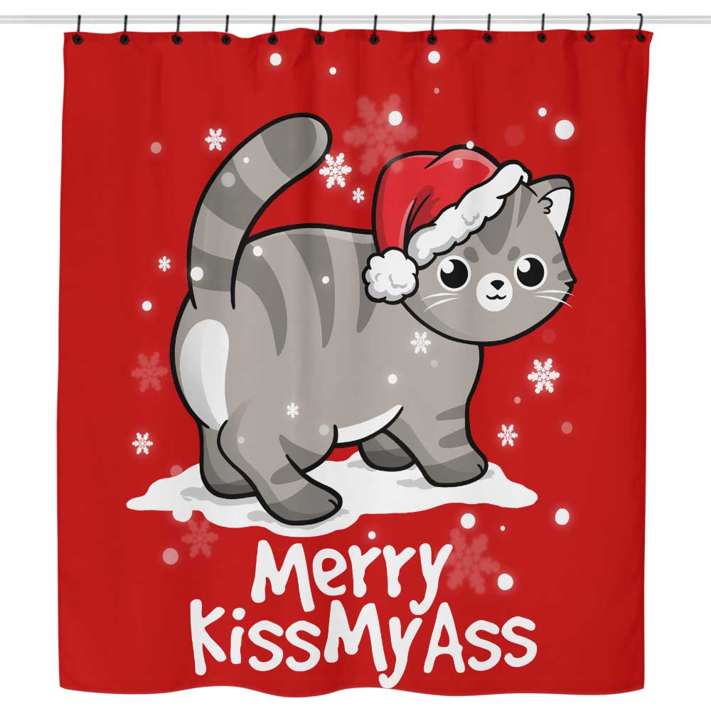 Merry Kiss My Cat - Shower Curtain