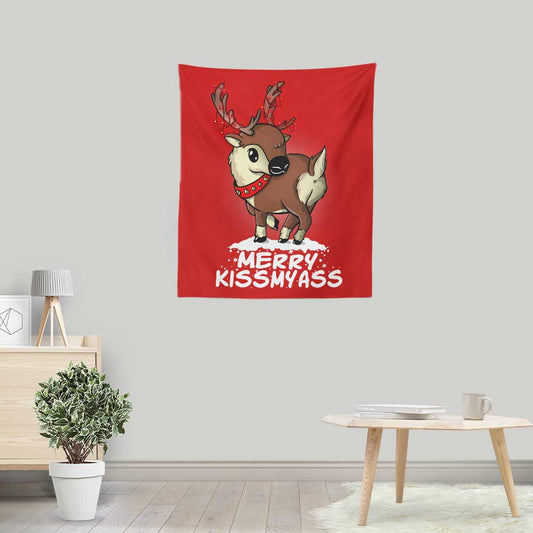 Merry Kiss My Deer - Wall Tapestry