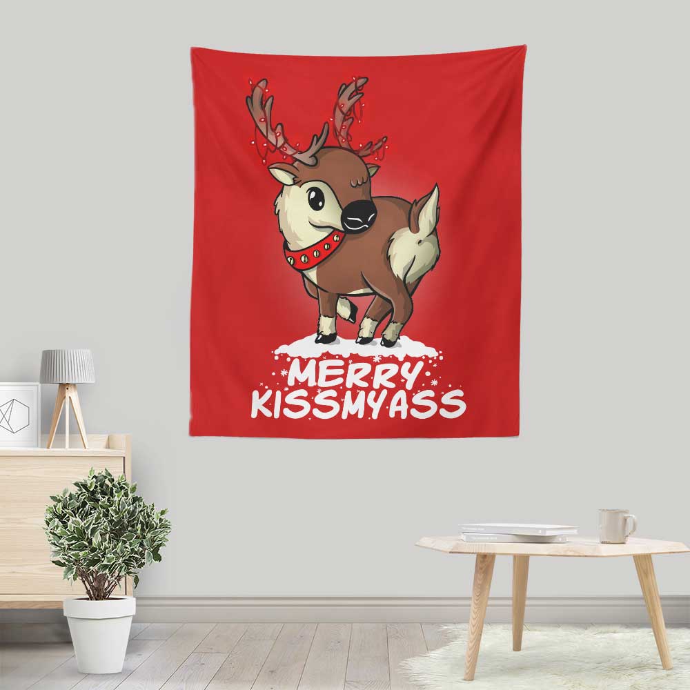Merry Kiss My Deer - Wall Tapestry