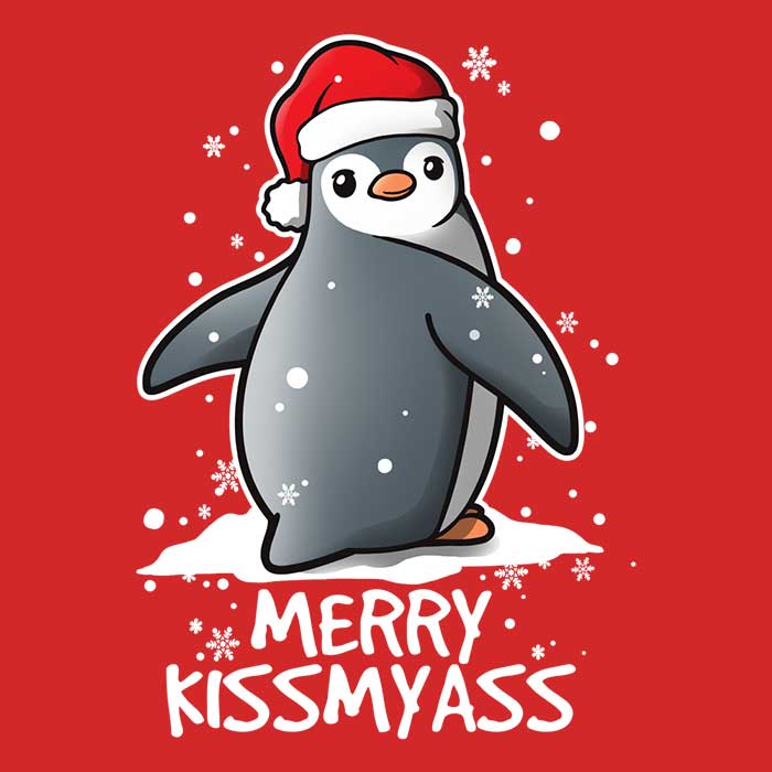 Merry Kiss My Penguin - Wall Tapestry