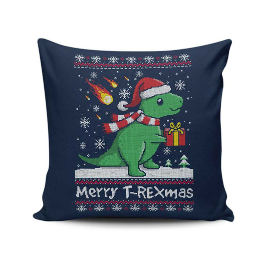 Merry T-Rexmas - Throw Pillow