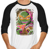 Michelangelo Glitch - 3/4 Sleeve Raglan T-Shirt