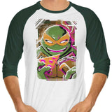 Michelangelo Glitch - 3/4 Sleeve Raglan T-Shirt