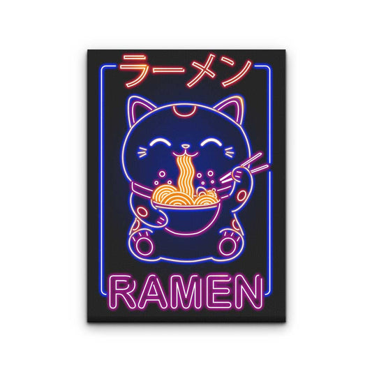 Neon Maneki-Neko - Canvas Print