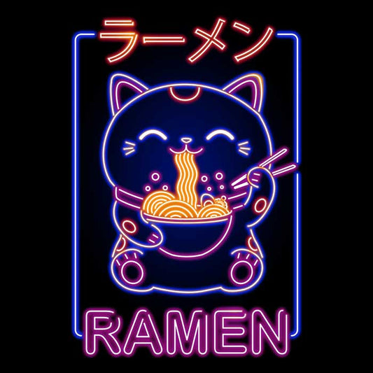 Neon Maneki-Neko - Shower Curtain