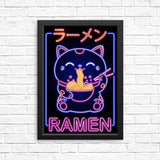 Neon Maneki-Neko - Posters & Prints