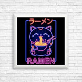 Neon Maneki-Neko - Posters & Prints