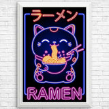 Neon Maneki-Neko - Posters & Prints