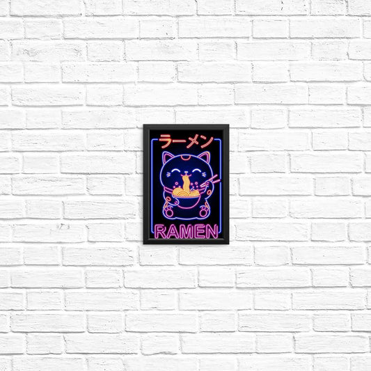 Neon Maneki-Neko - Posters & Prints
