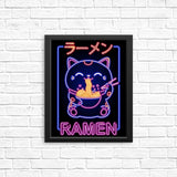 Neon Maneki-Neko - Posters & Prints