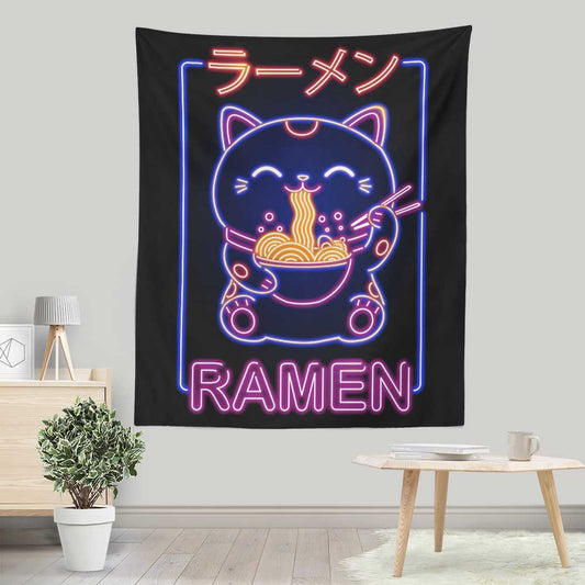 Neon Maneki-Neko - Wall Tapestry