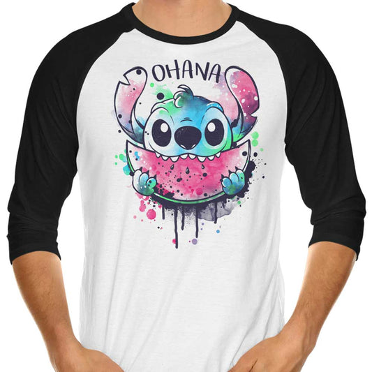 Ohana Watercolormelon - 3/4 Sleeve Raglan T-Shirt