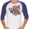 Pink Blob Game - 3/4 Sleeve Raglan T-Shirt