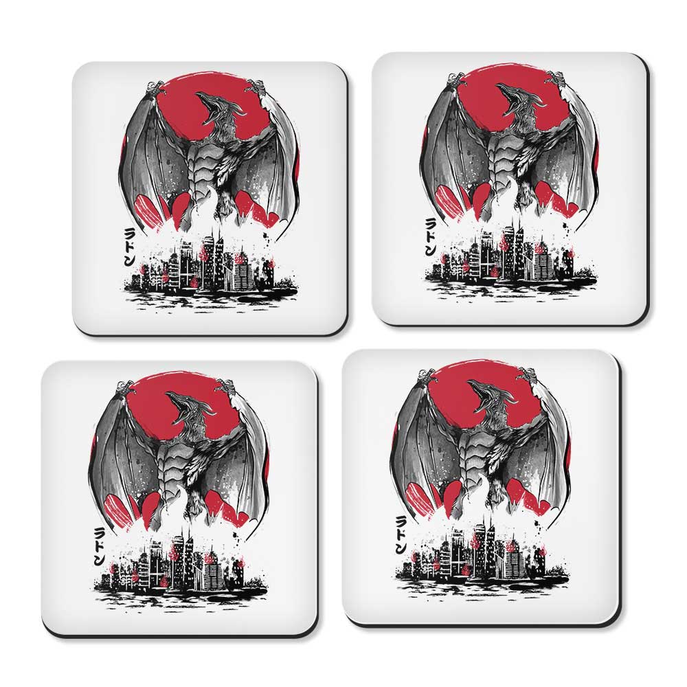 Pteranodan Rising Sumi-e - Coasters