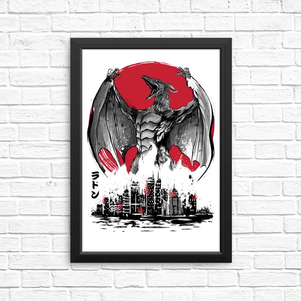 Pteranodan Rising Sumi-e - Posters & Prints