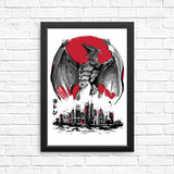 Pteranodan Rising Sumi-e - Posters & Prints
