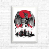 Pteranodan Rising Sumi-e - Posters & Prints