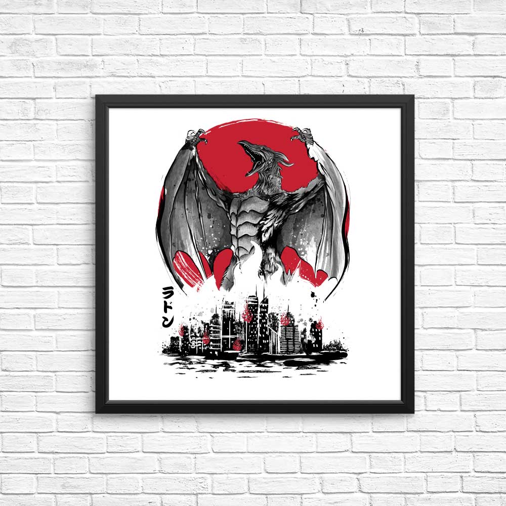 Pteranodan Rising Sumi-e - Posters & Prints