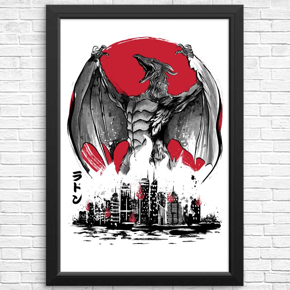 Pteranodan Rising Sumi-e - Posters & Prints