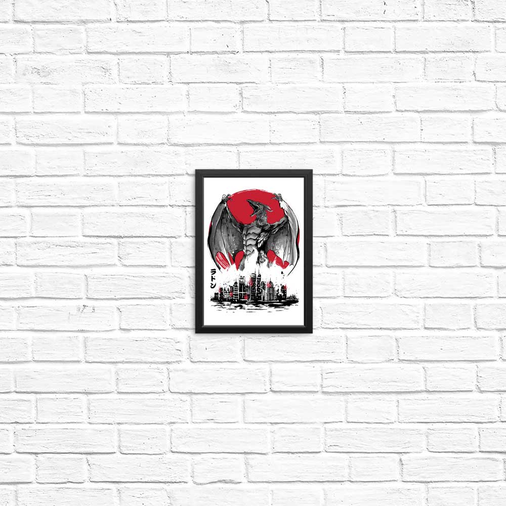 Pteranodan Rising Sumi-e - Posters & Prints