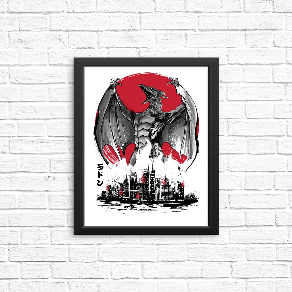 Pteranodan Rising Sumi-e - Posters & Prints