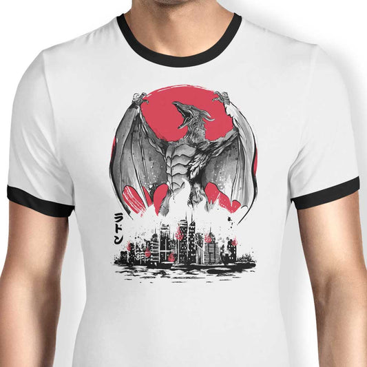 Pteranodan Rising Sumi-e - Ringer T-Shirt