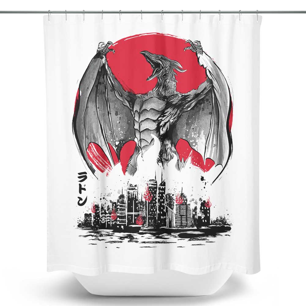 Pteranodan Rising Sumi-e - Shower Curtain
