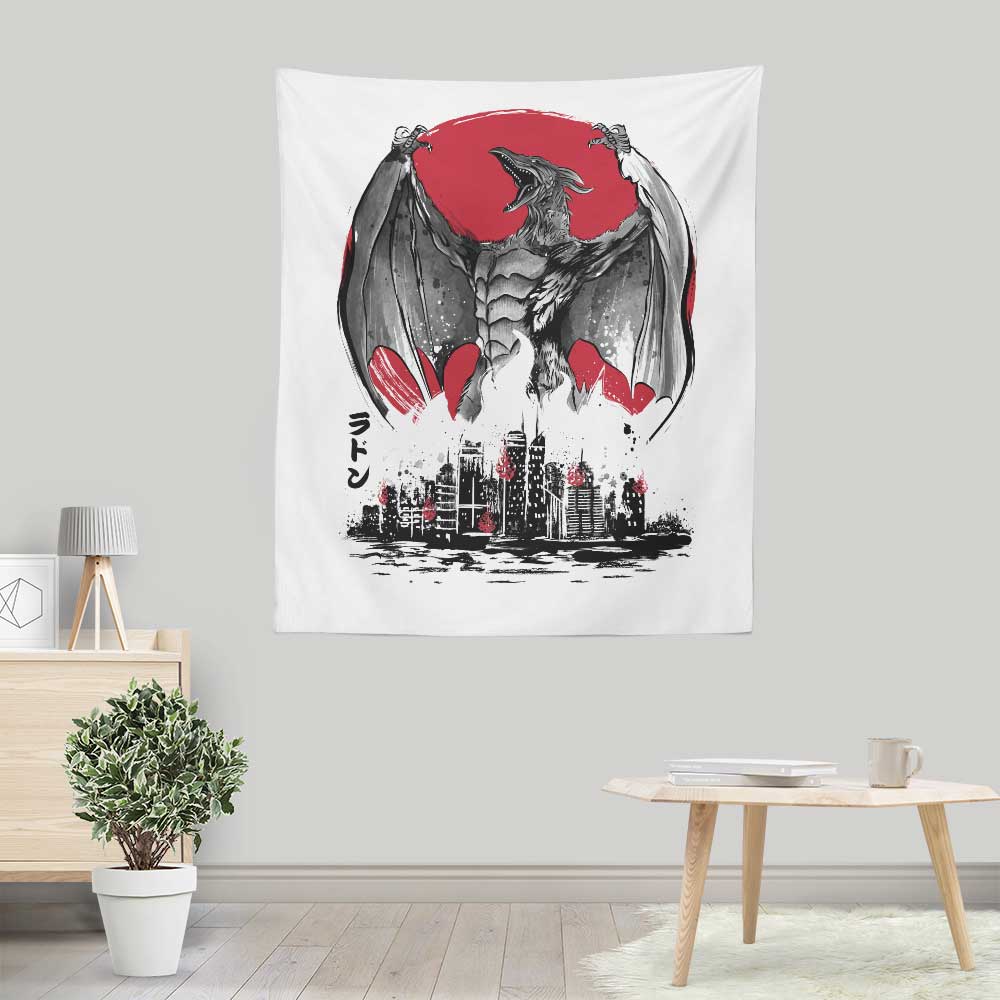 Pteranodan Rising Sumi-e - Wall Tapestry