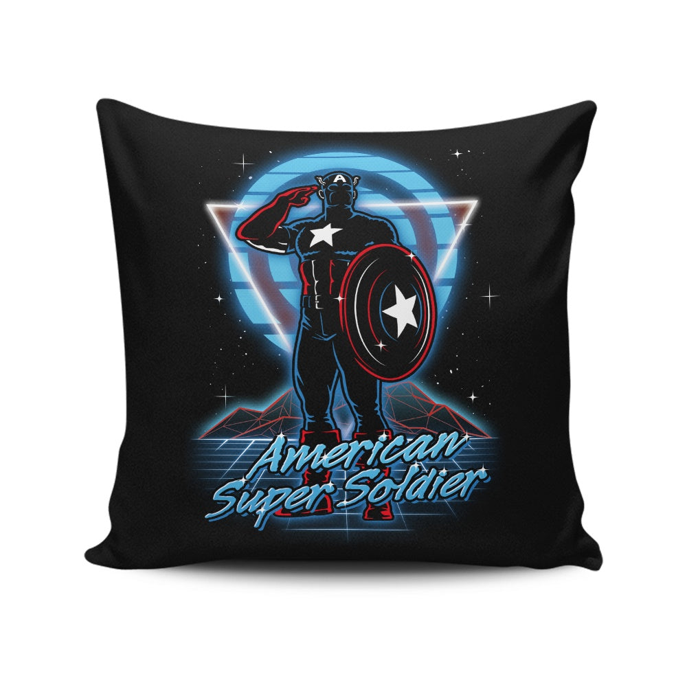 Retro Super Soldier - Throw Pillow