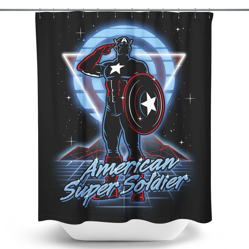 Retro Super Soldier - Shower Curtain