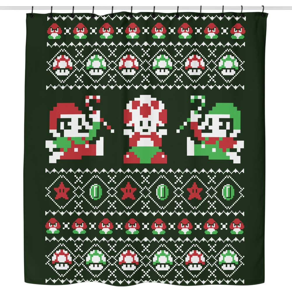 Super Christmas Bros. - Shower Curtain