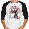 The Cheshire's Tree Sumi-e - 3/4 Sleeve Raglan T-Shirt