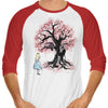The Cheshire's Tree Sumi-e - 3/4 Sleeve Raglan T-Shirt