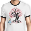 The Cheshire's Tree Sumi-e - Ringer T-Shirt