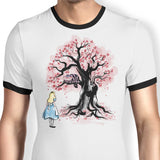 The Cheshire's Tree Sumi-e - Ringer T-Shirt