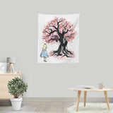 The Cheshire's Tree Sumi-e - Wall Tapestry