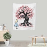 The Cheshire's Tree Sumi-e - Wall Tapestry
