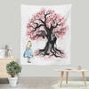 The Cheshire's Tree Sumi-e - Wall Tapestry