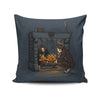 The Witch in the Fireplace - Throw Pillow
