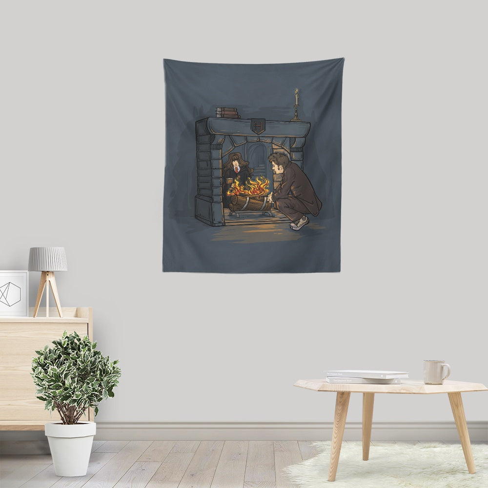 The Witch in the Fireplace - Wall Tapestry