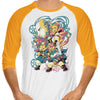 Time Traveling Warriors - 3/4 Sleeve Raglan T-Shirt