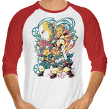 Time Traveling Warriors - 3/4 Sleeve Raglan T-Shirt