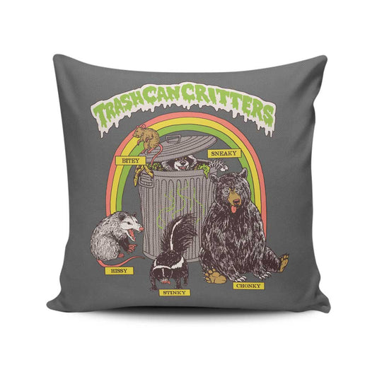 Trash Can Critters - Throw Pillow