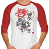 Twilight Wolf Sumi-e - 3/4 Sleeve Raglan T-Shirt