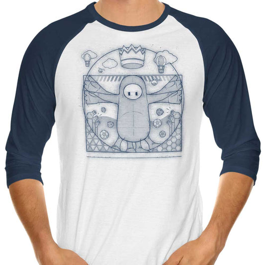Virtruvian Guy - 3/4 Sleeve Raglan T-Shirt